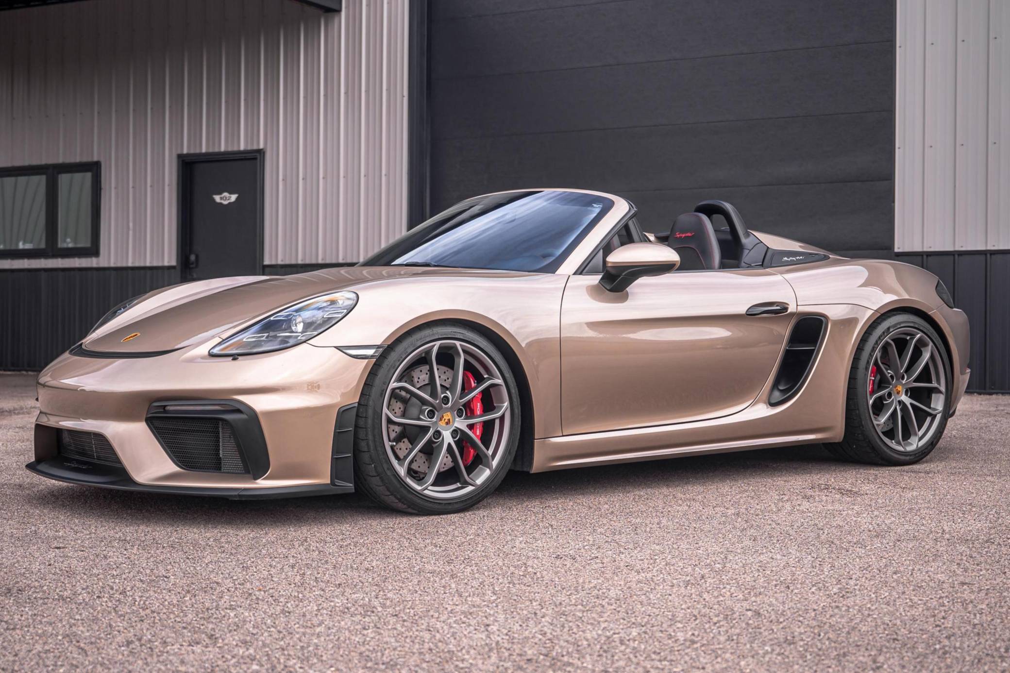 Paint-to-Sample Gold Bronze 2023 Porsche 718 Spyder With a Six-Speed Is Live on Cars & Bids