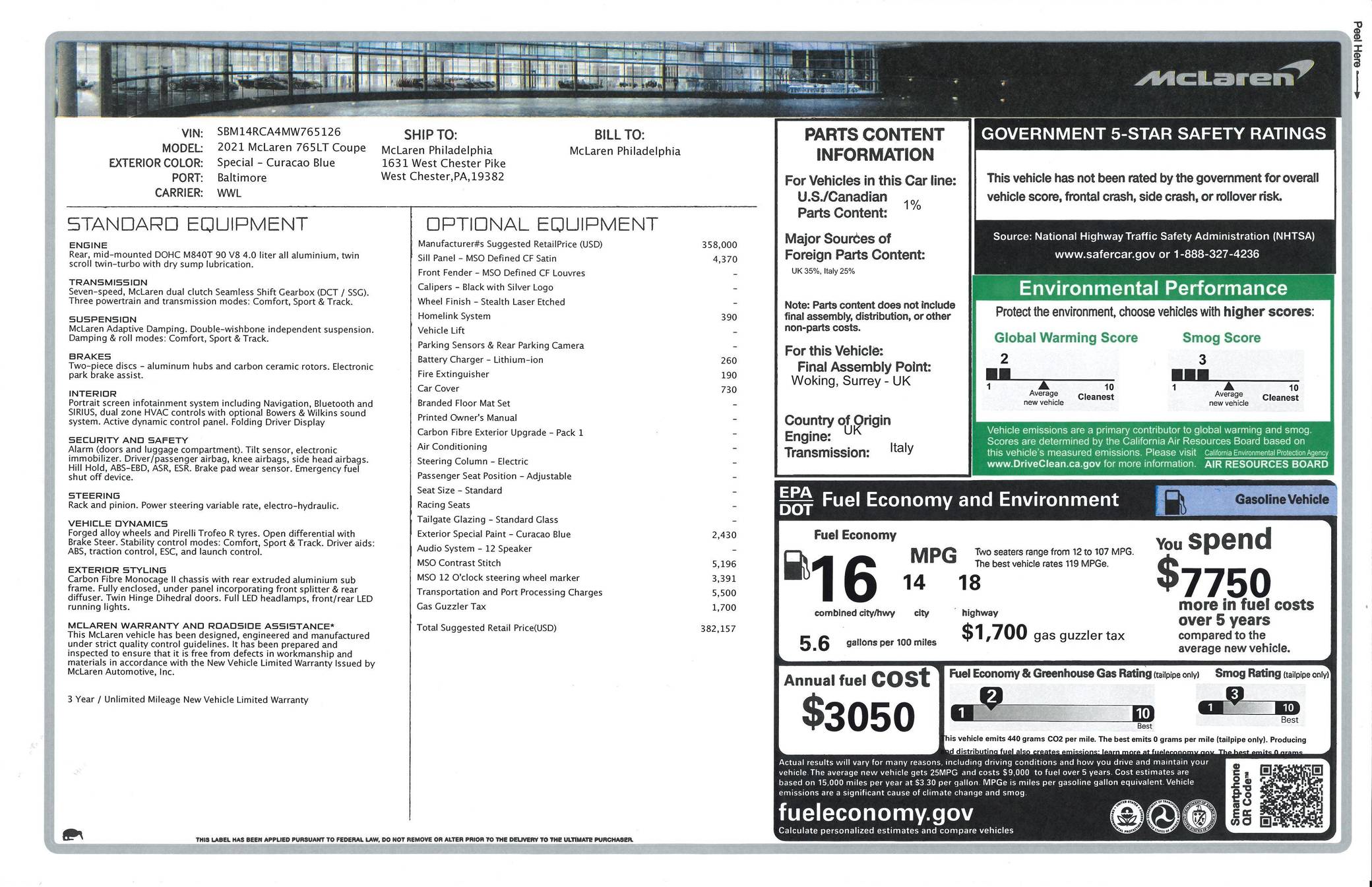 2021 McLaren 765LT Coupe photo 151