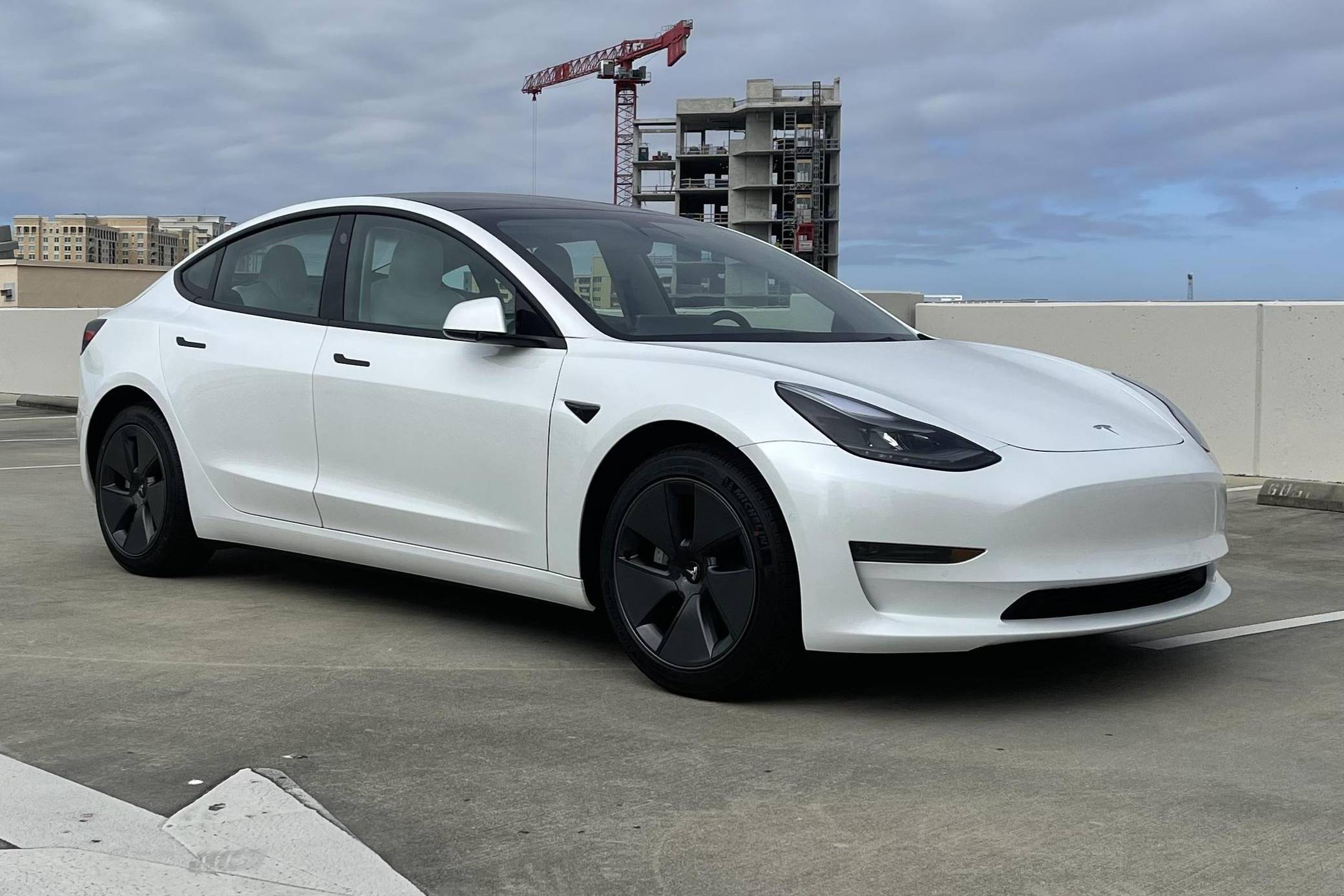 Black tesla model 3 shop with white interior